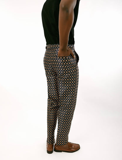 Blue print straight leg pants