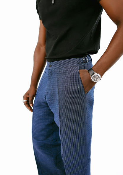 Midnight Blue Aso Oke Trouser