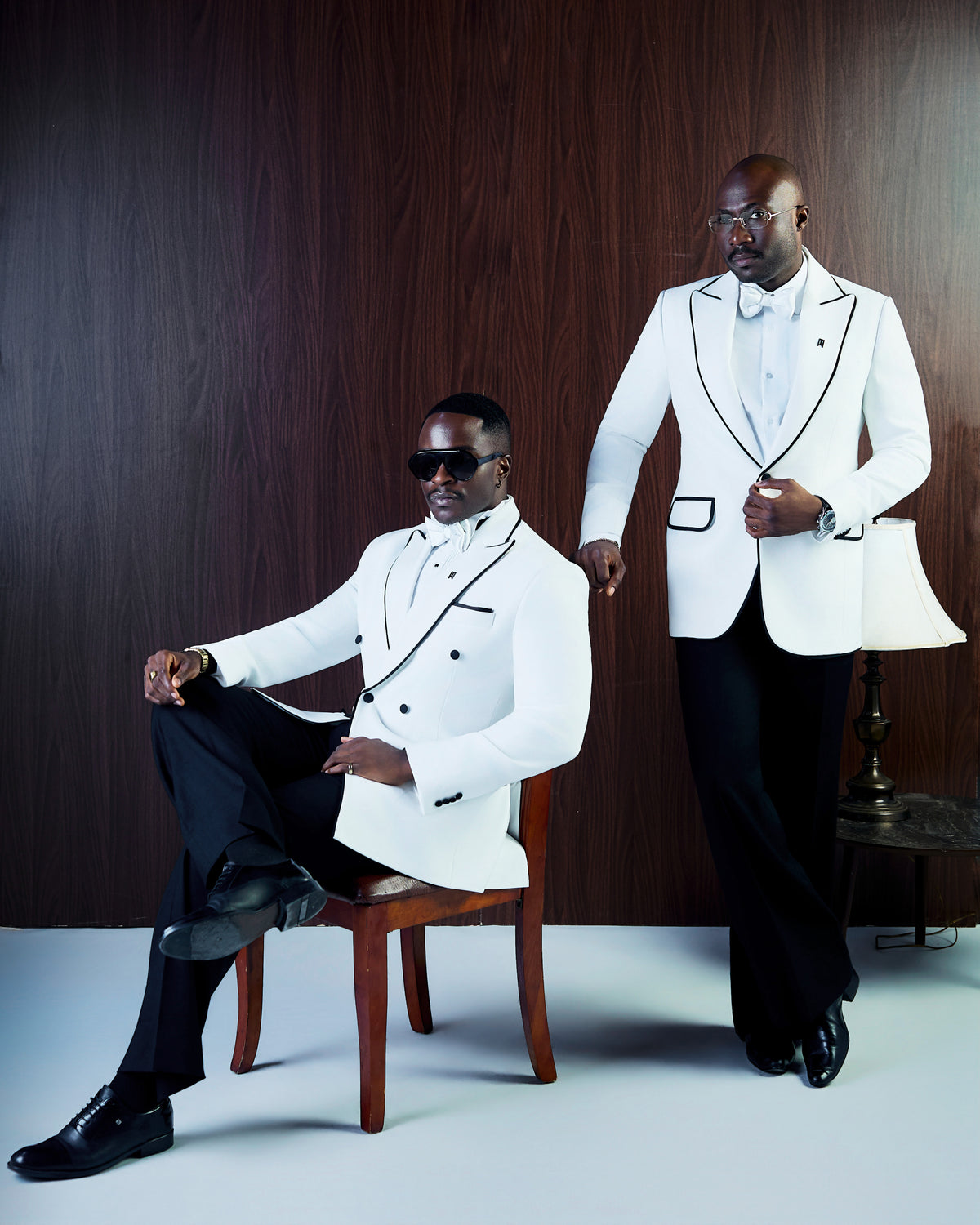 Ivory Luxe Double Breasted Peak Lapel Tuxedo Suit