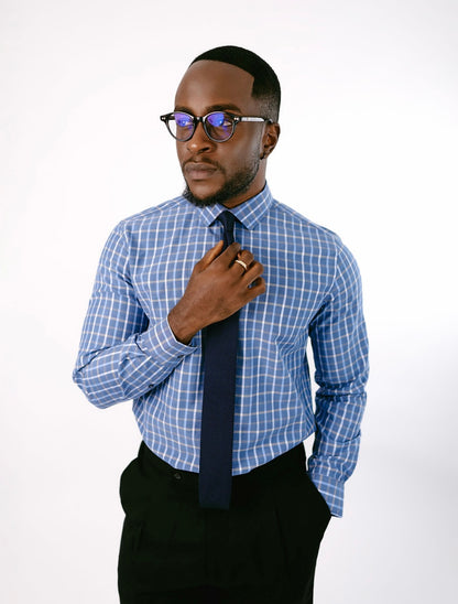 Midnight blue checkered shirt