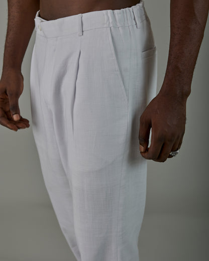 White Pleated linen Pants
