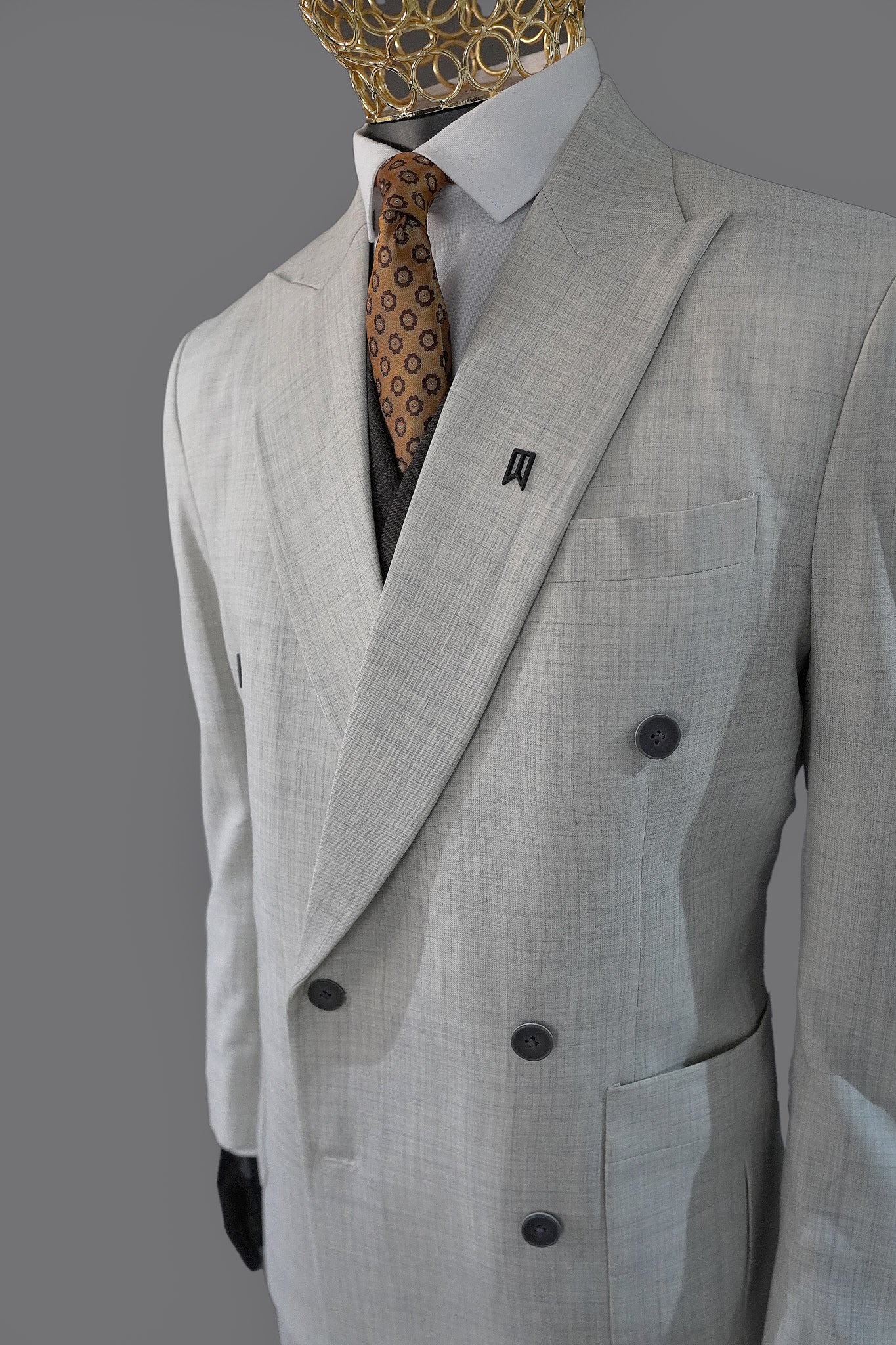 Beige Double Breasted Irish three Piece Suit