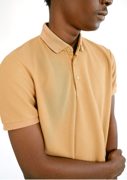 Brown Knitted Button Polo