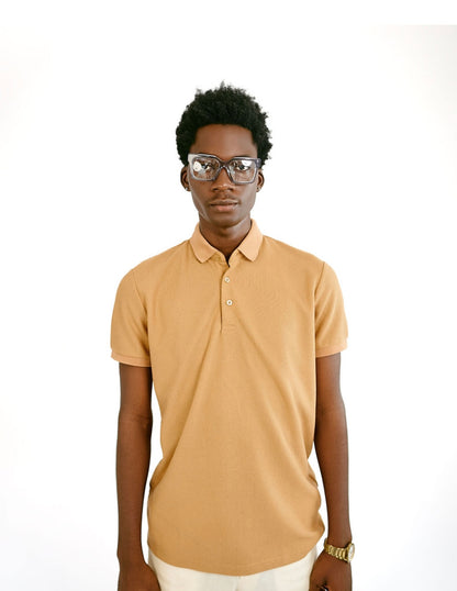 Brown Knitted Button Polo