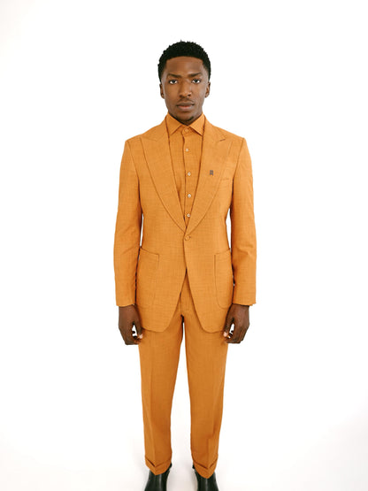 Orange three piece suit