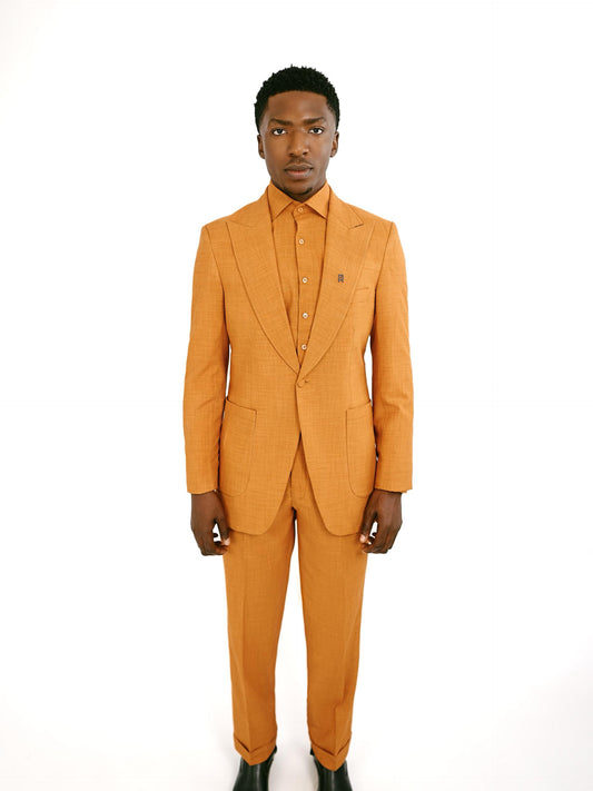 Orange three piece suit