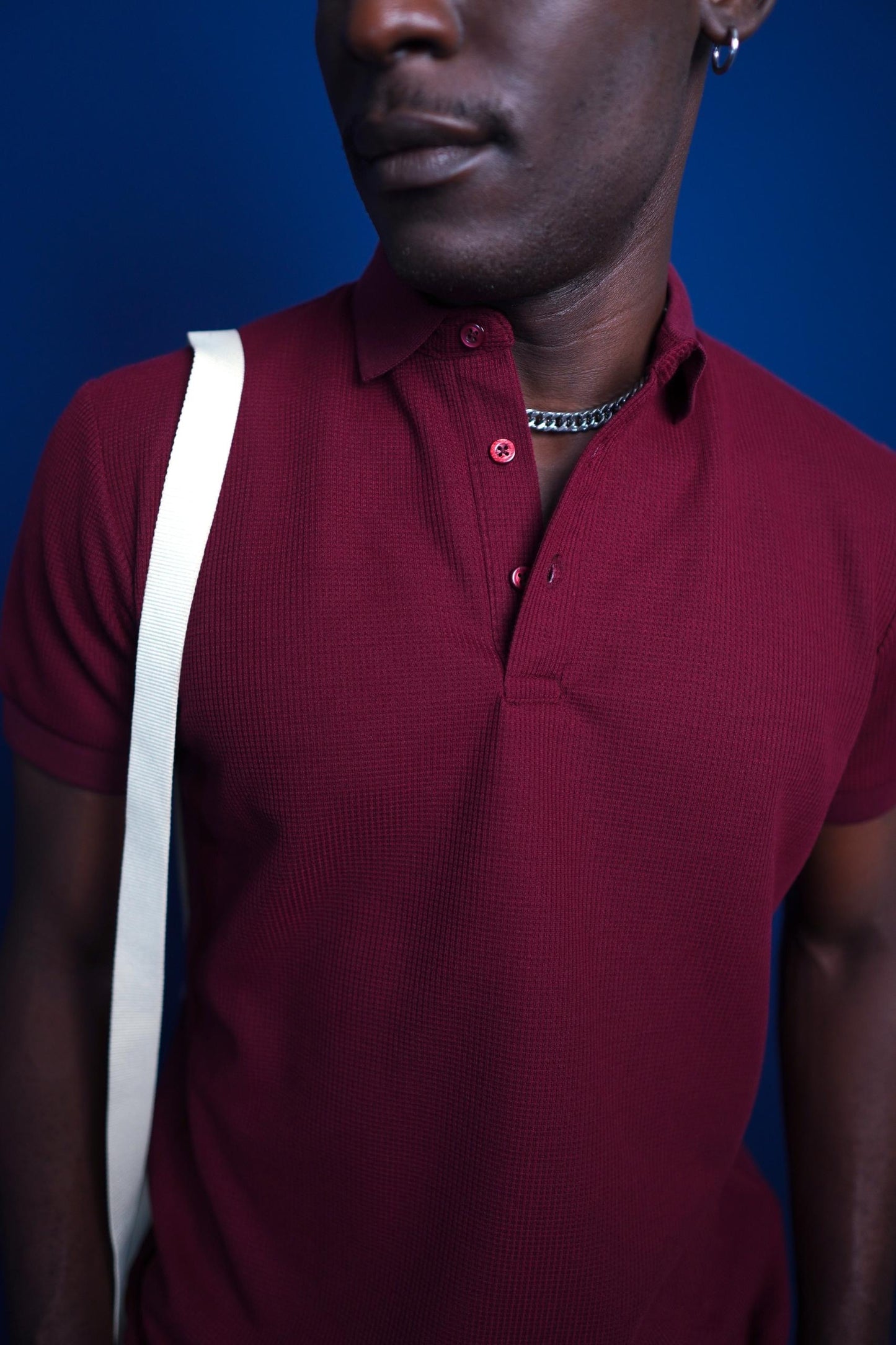 Wine Knitted Polo with Buttons
