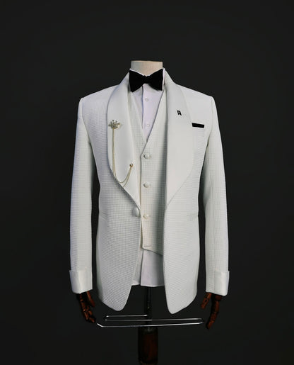 Ivory Damask 3pc Tuxedo