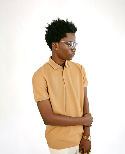 Brown Knitted Button Polo