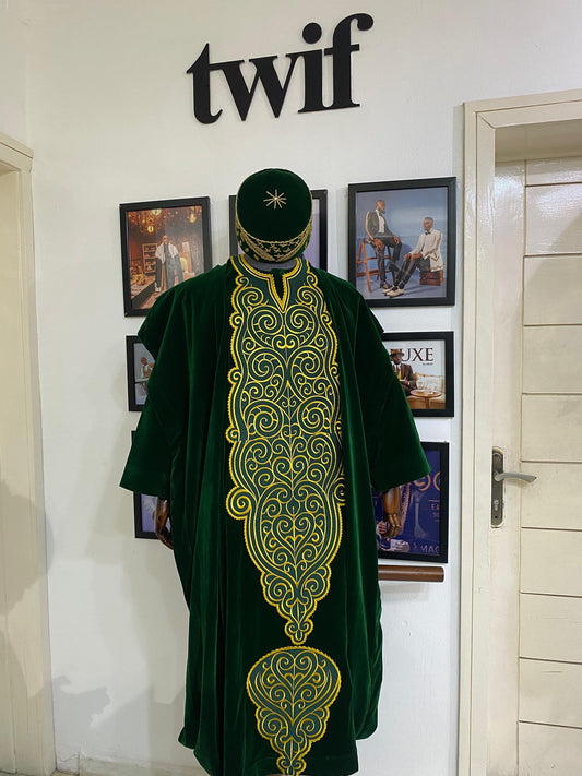 Green Velvet full embroidery Agbada