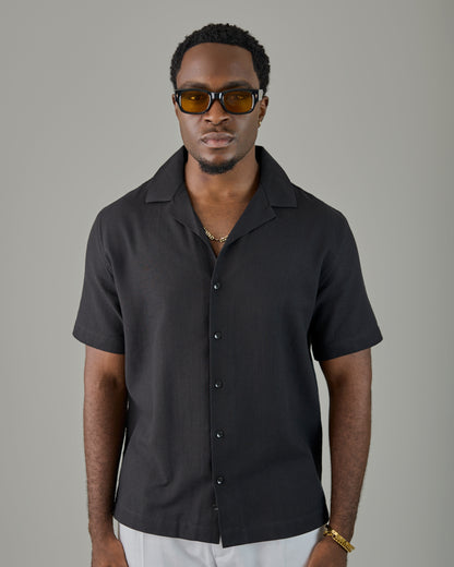 Black linen safari shirt