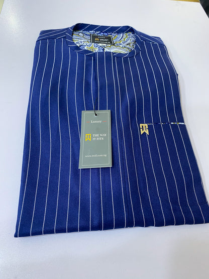 Blue Stripe 3/4 Sleeve Kaftan (RTW)