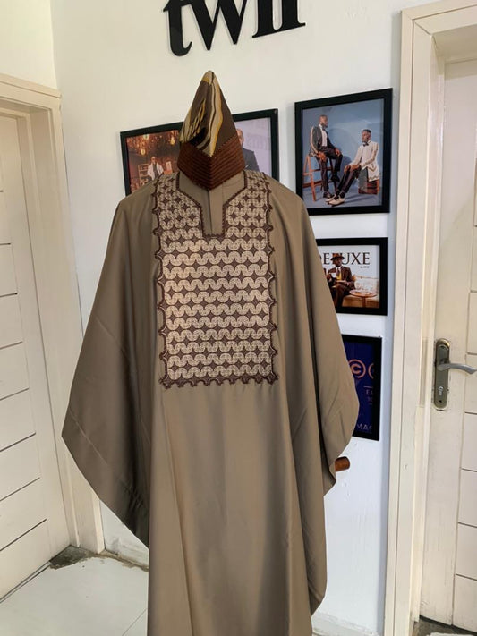Brown three quarter sleeve Agbada