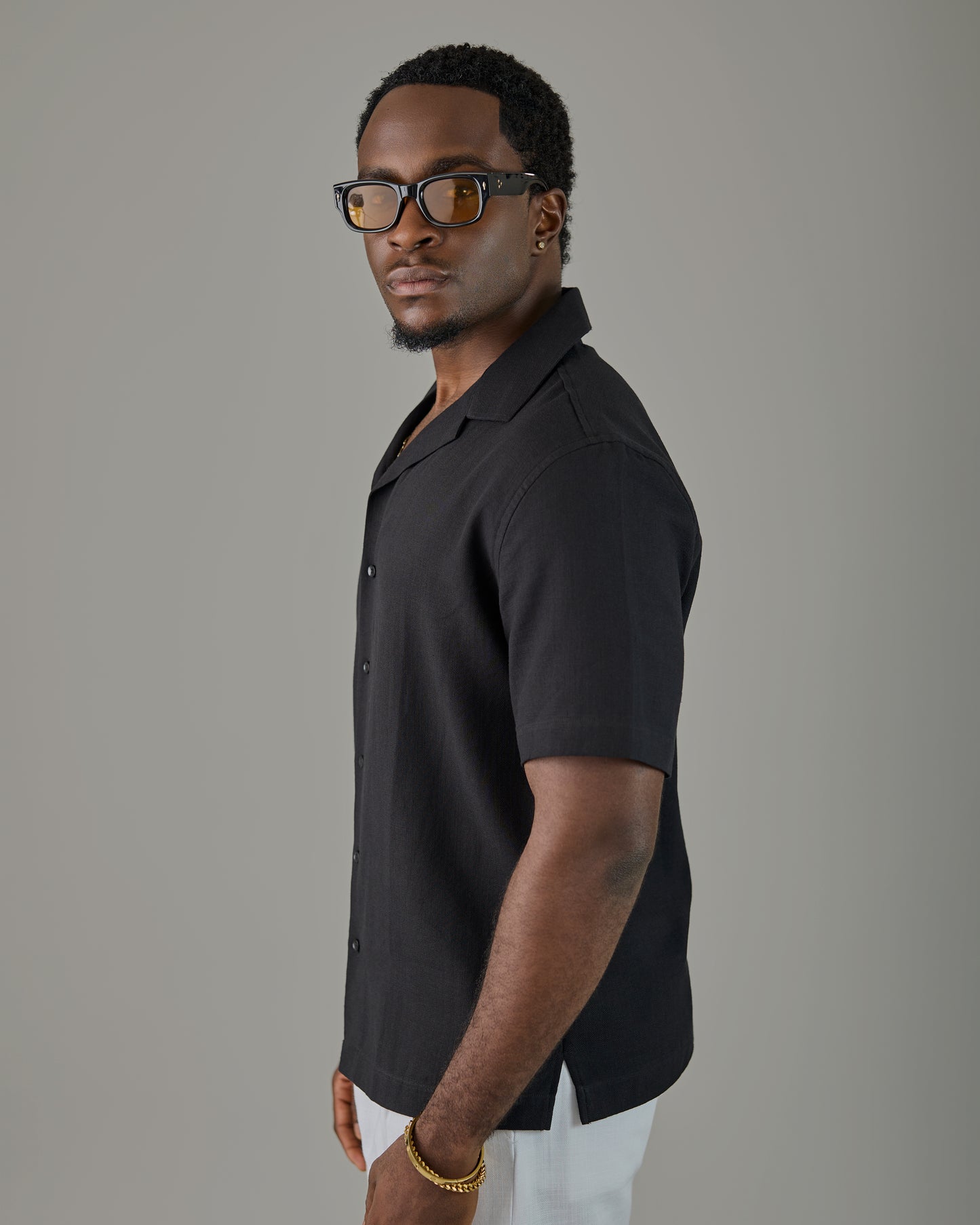 Black linen safari shirt