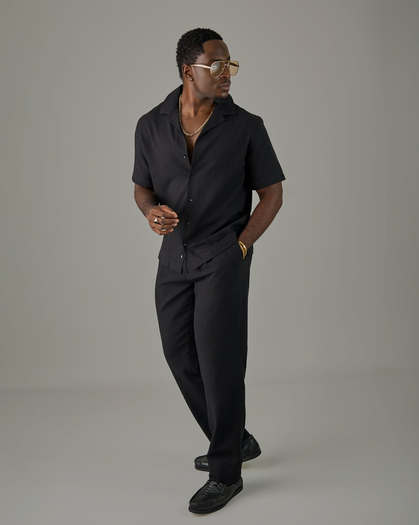 Black Linen safari Set