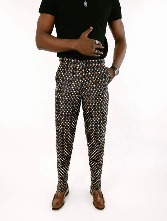 Blue print straight leg pants