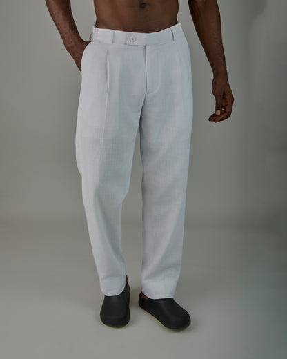 White Pleated linen Pants