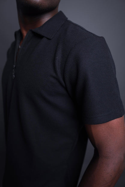 Black Zipper knitted polo