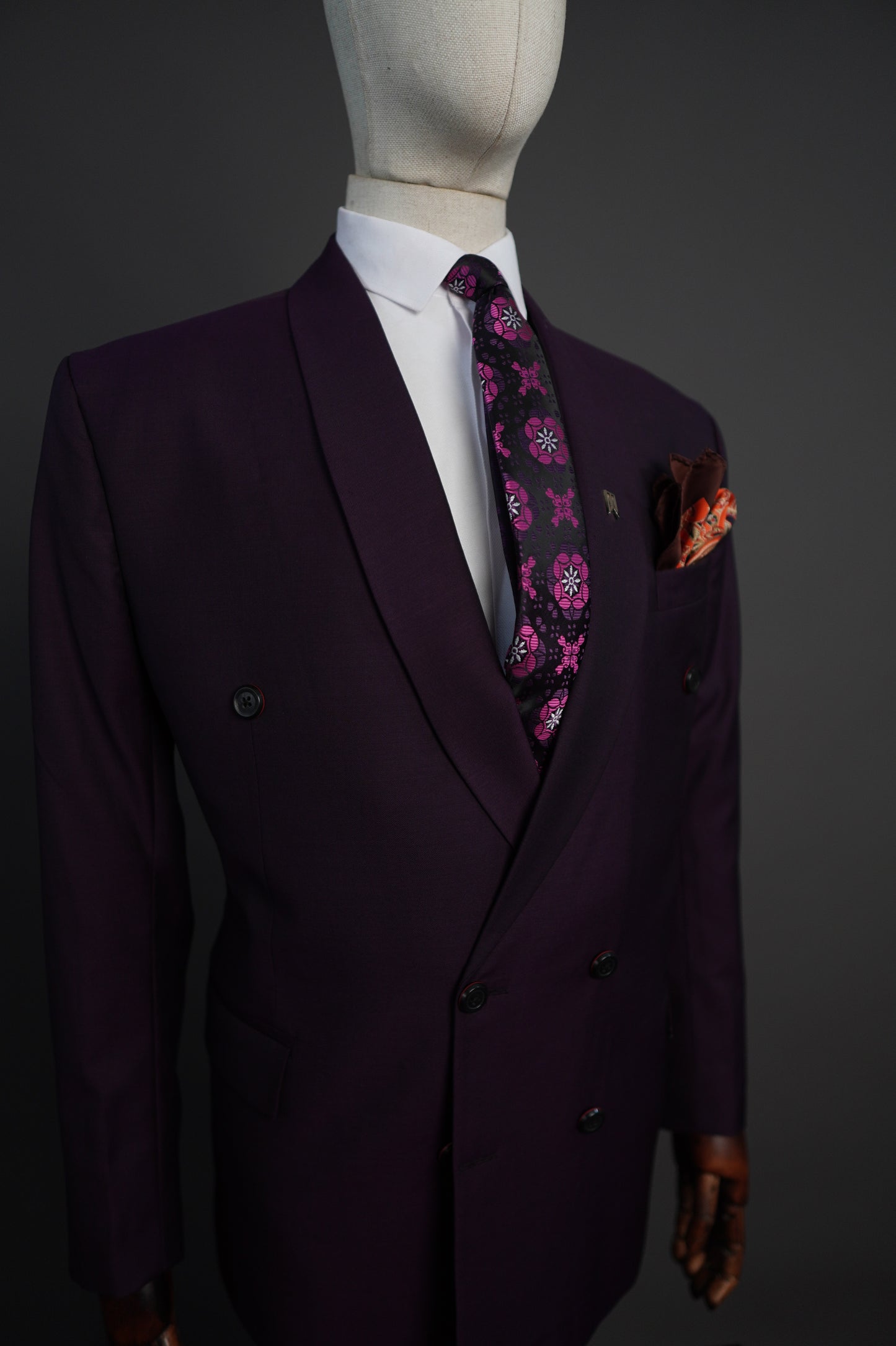 Purple Semi Double Breasted Two Piece Suit