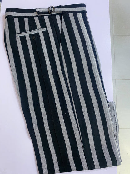 Black And White Stripe Aso Oke Trouser