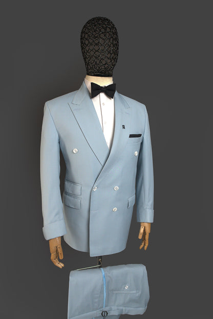 Sky Blue Double Breasted Suit