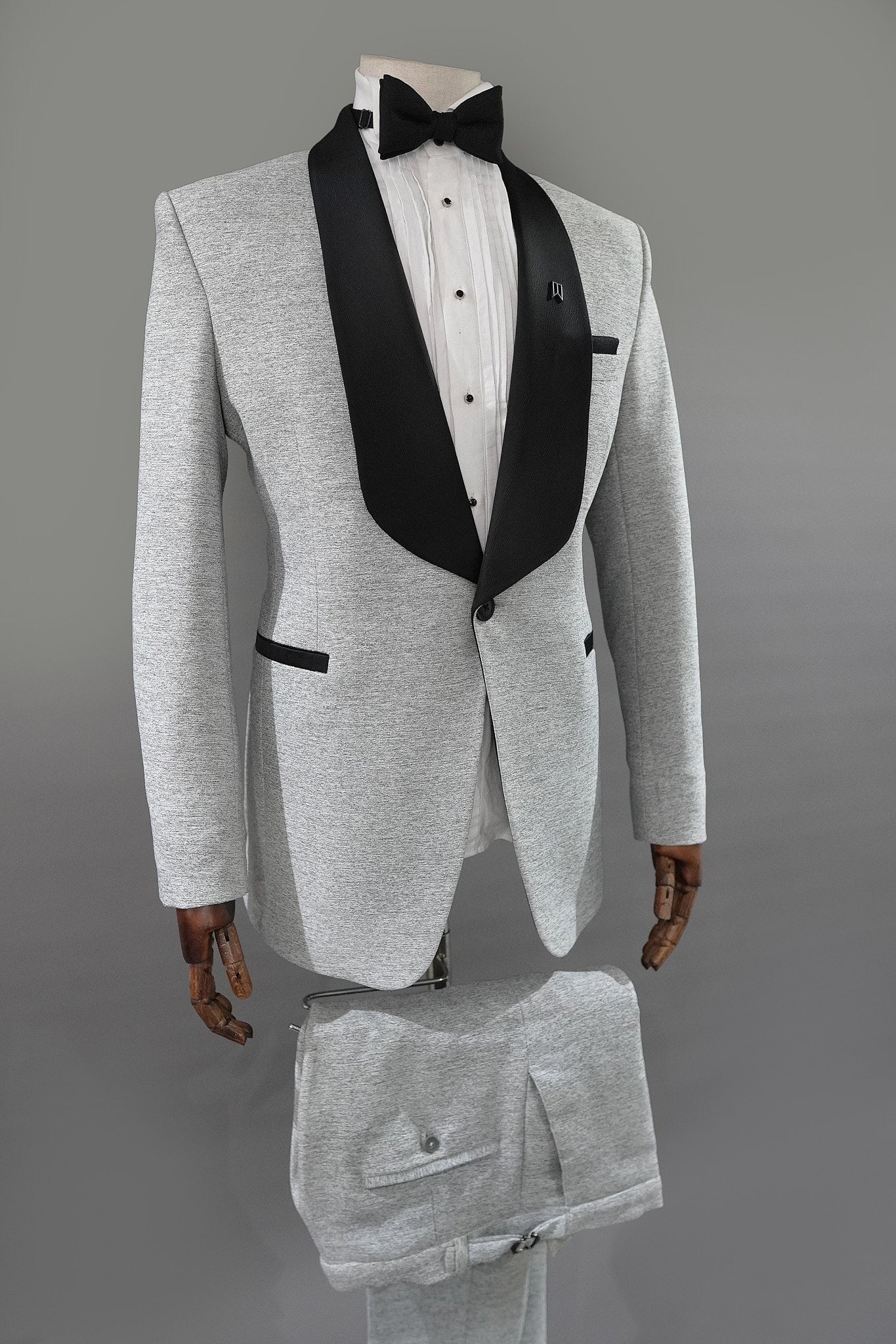 Light Grey Worsted Wool Two Piece Tuxedo