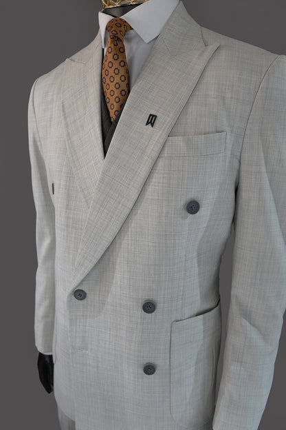 Beige Double Breasted Irish three Piece Suit