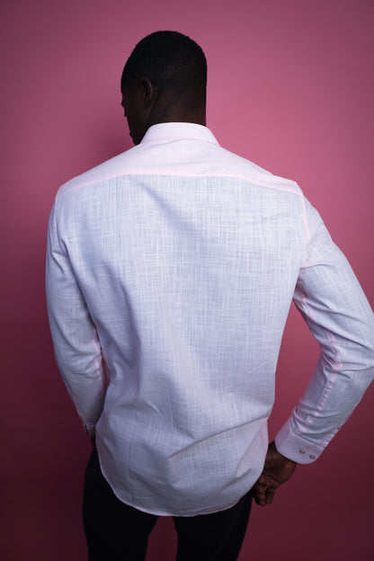 Pink Linen Bishop Collar