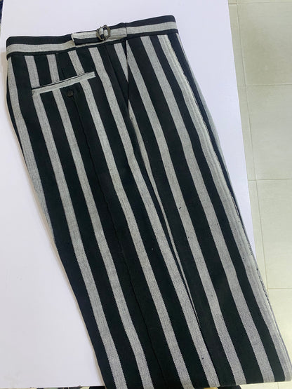 Black And White Stripe Aso Oke Trouser