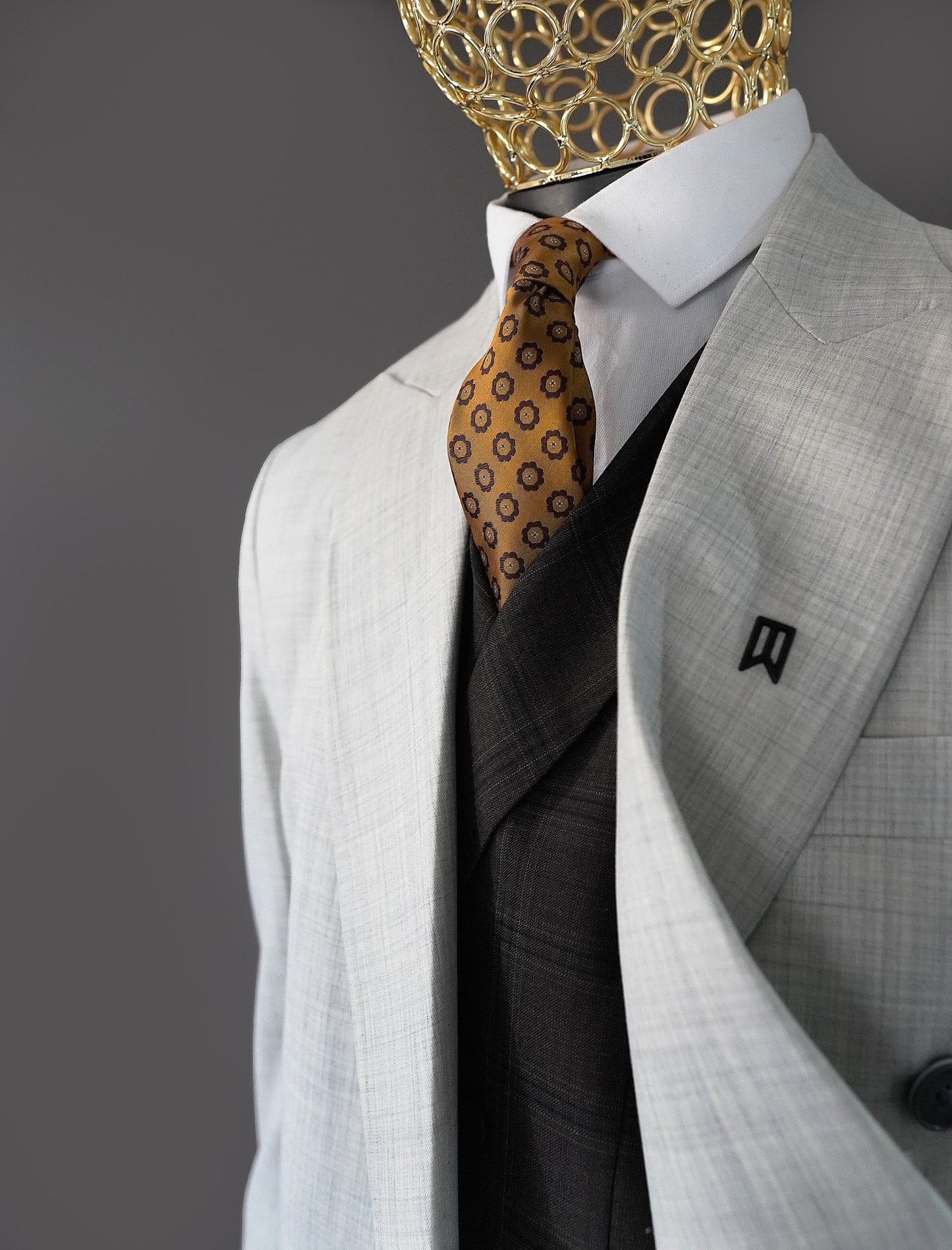 Beige Double Breasted Irish three Piece Suit