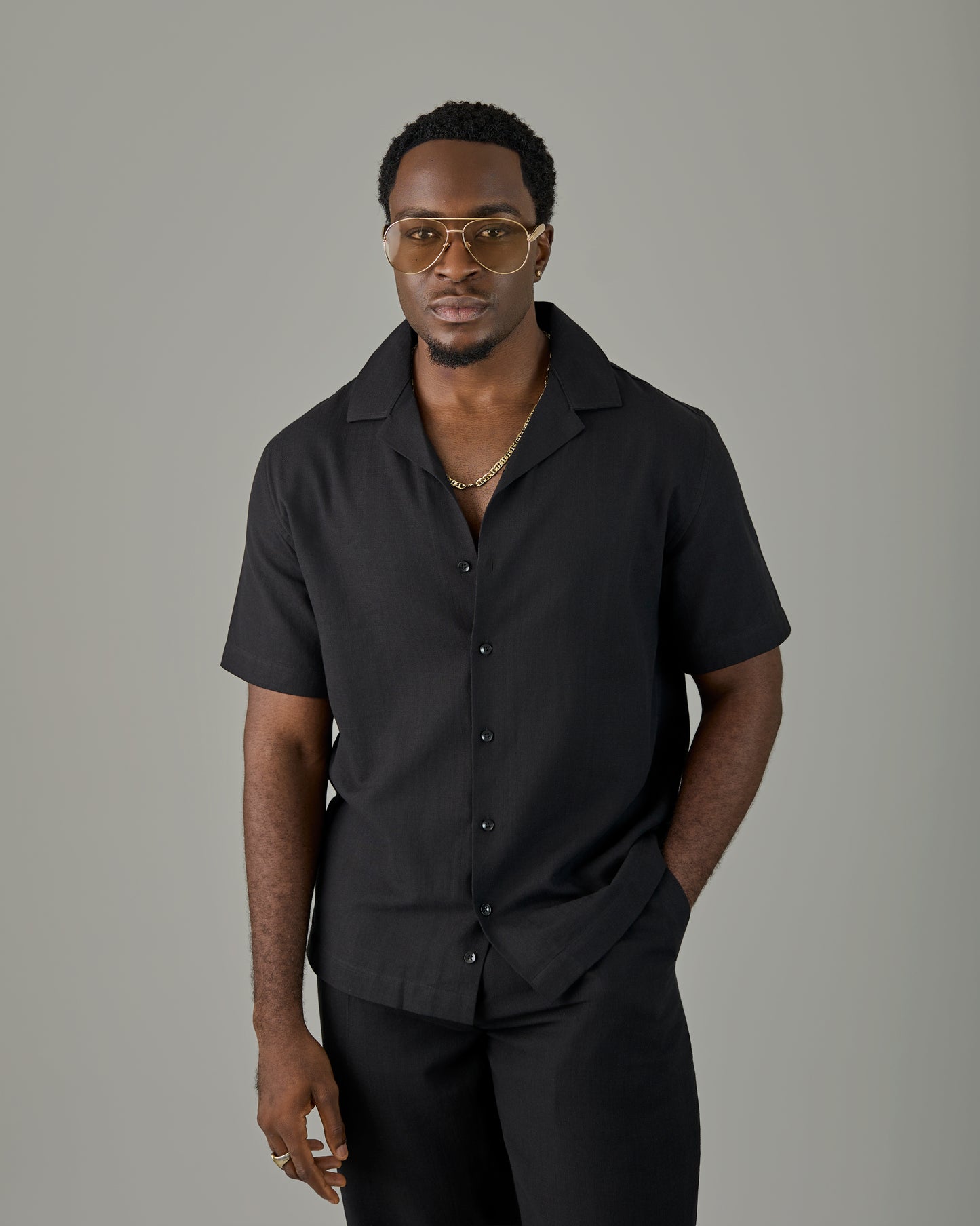 Black Linen safari Set