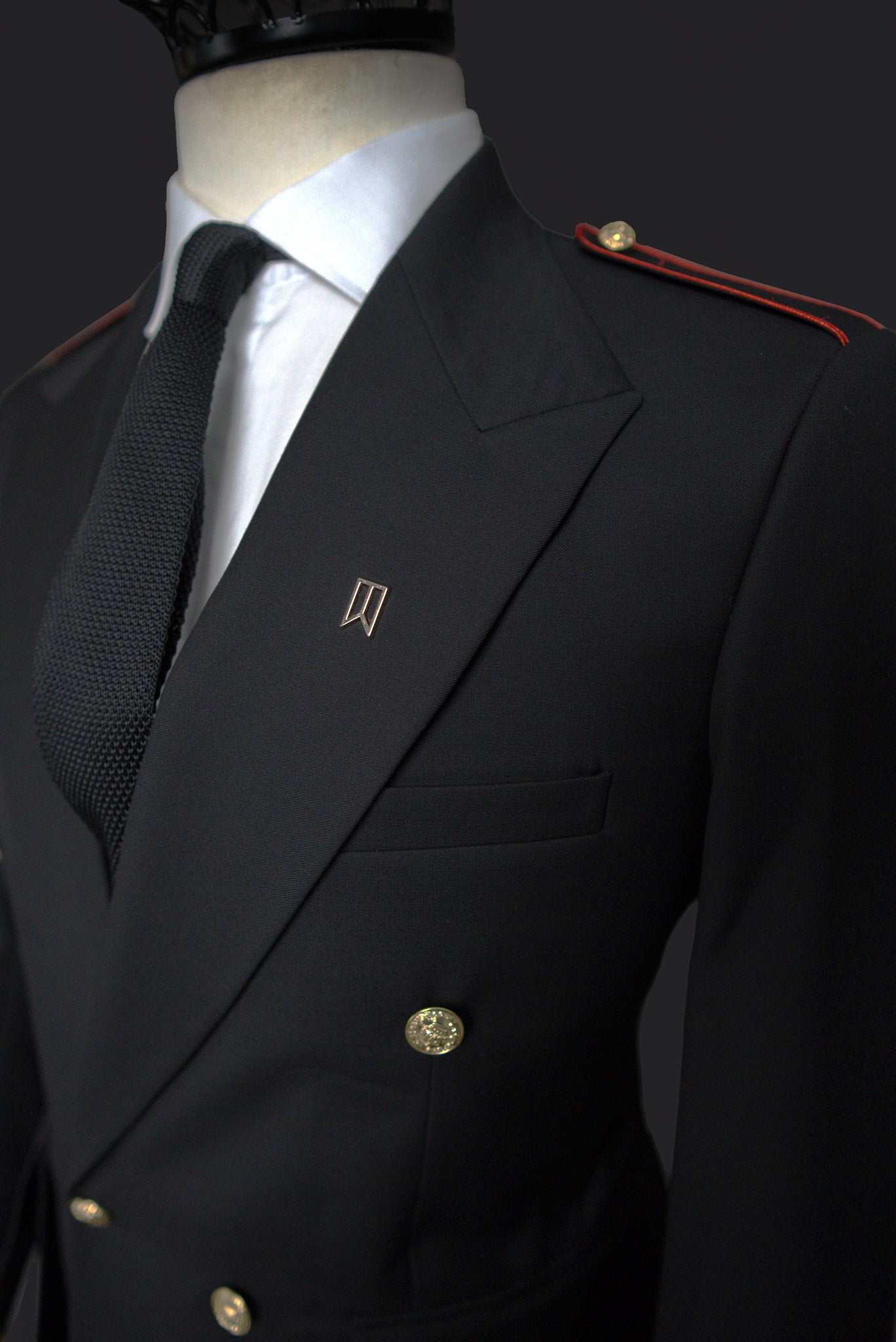 Black Double Breasted Custom Military Suit