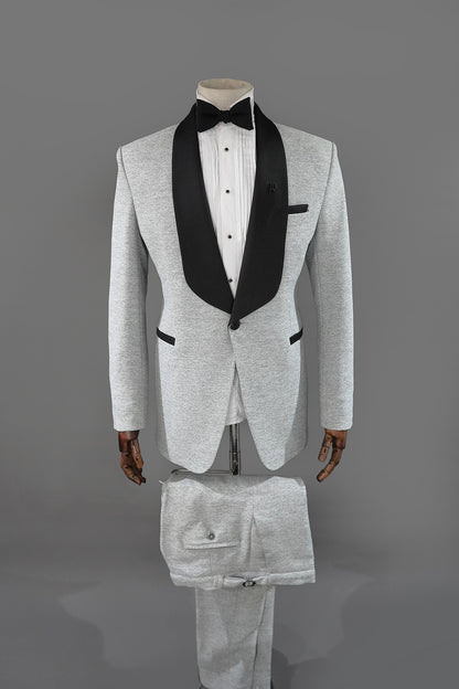 Light Grey Worsted Wool Two Piece Tuxedo