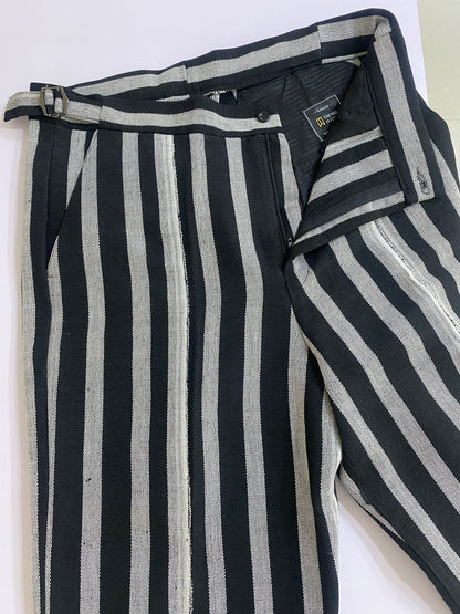 Black And White Stripe Aso Oke Trouser
