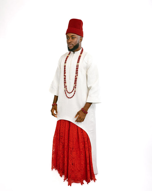 Ivory and Red Isi Agu Traditional