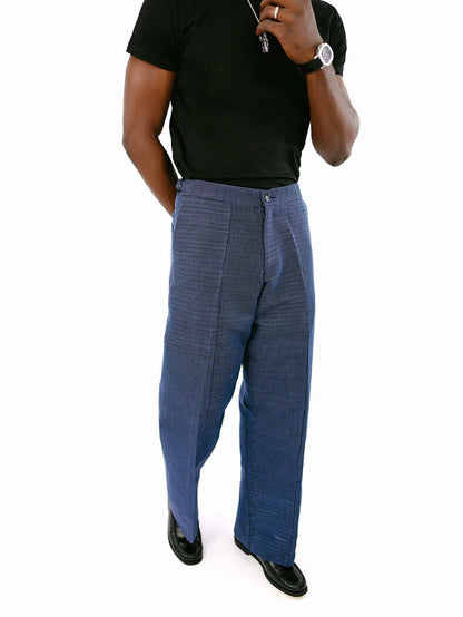 Midnight Blue Aso Oke Trouser