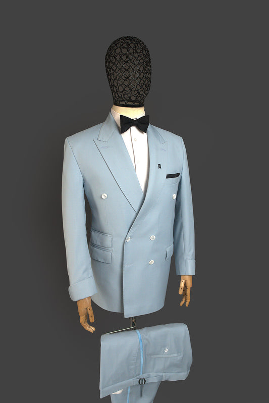 Sky Blue Double Breasted Suit