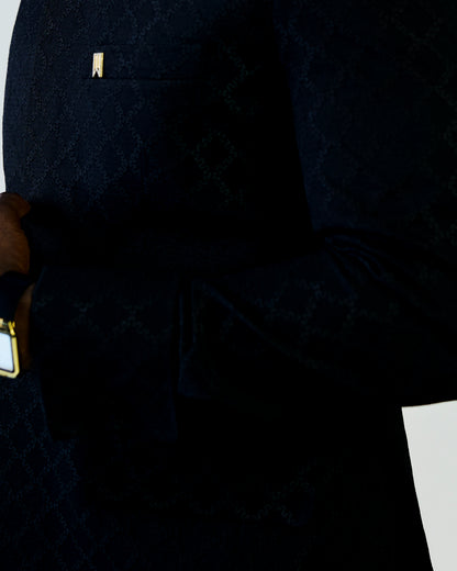 Black Jacquard Safari Suit