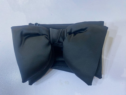 Black Satin Butterfly Bow Tie