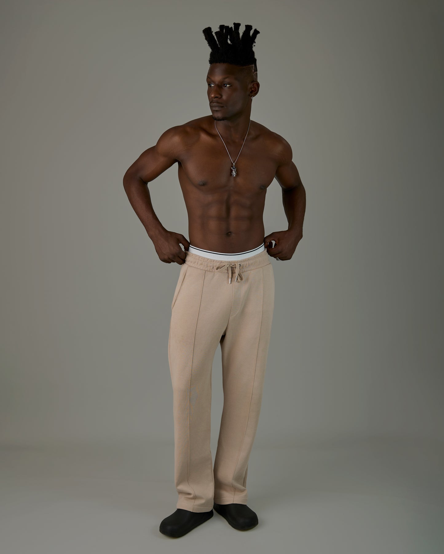 Beige Loose Fit Sweat Pant