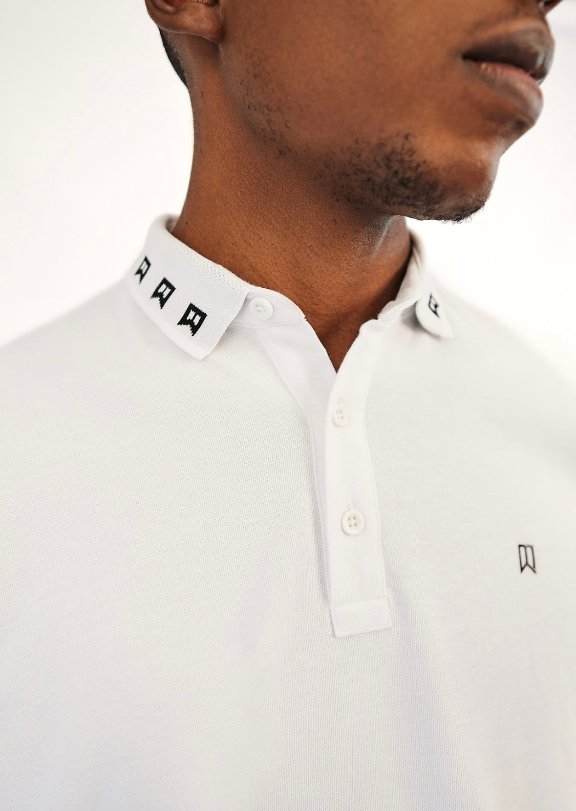 White Signature long sleeve polo