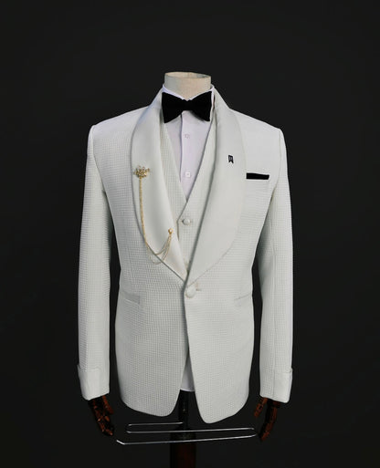 Ivory Damask 3pc Tuxedo