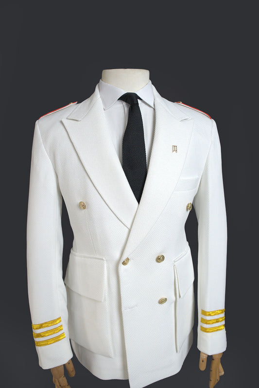 Ivory Double Breasted Custom Military Suit
