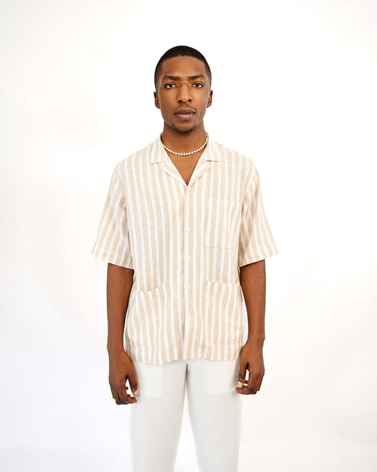 Brown stripped linen shirt