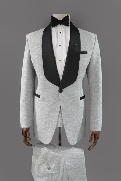 Light Grey Worsted Wool Two Piece Tuxedo