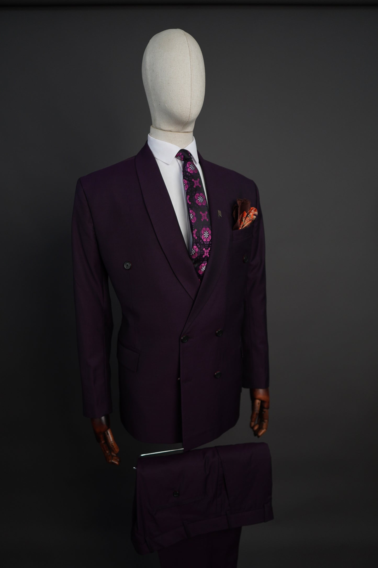 Purple Semi Double Breasted Two Piece Suit