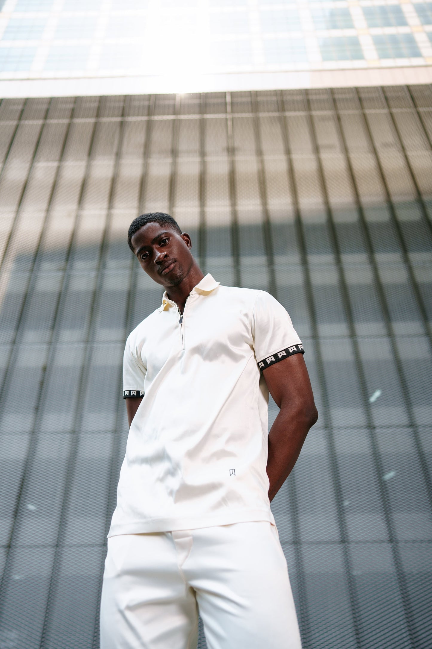 🎁 Ivory (off white) signature satin 2pc polo set and joggers (100% off)