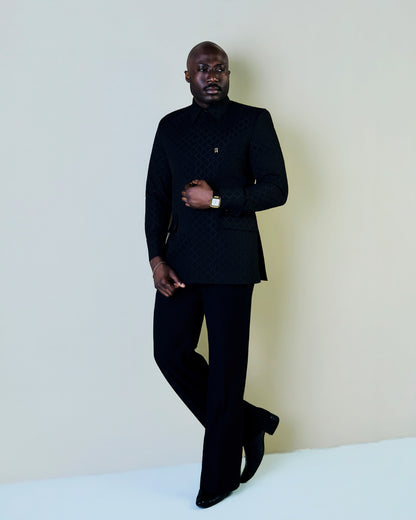 Black Jacquard Safari Suit