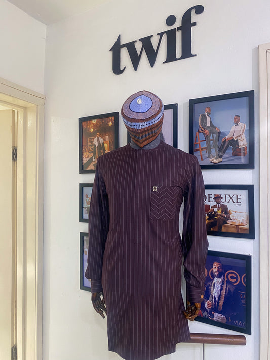 Wine Stripe Kaftan (RTW)