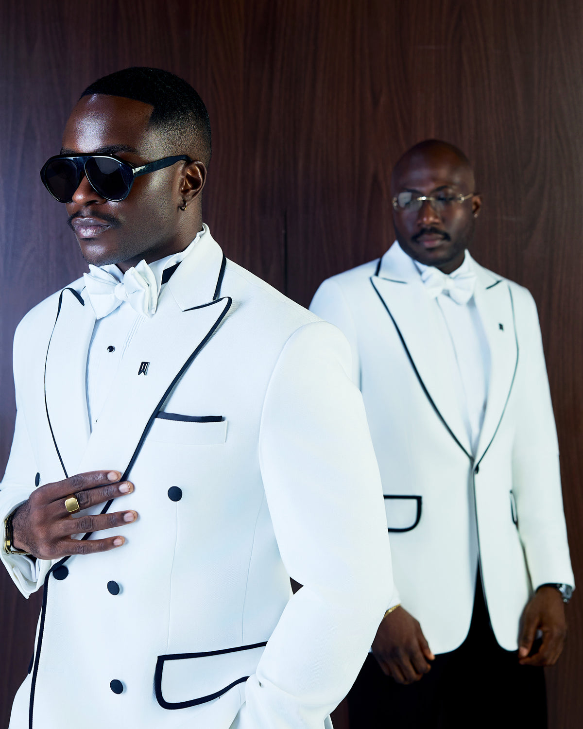 Ivory Luxe Double Breasted Peak Lapel Tuxedo Suit